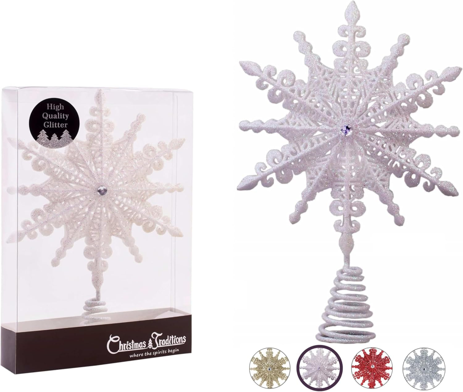 8-Inch Silver Glittered Filigree Christmas Star Tree Topper and Home Décor Ornament