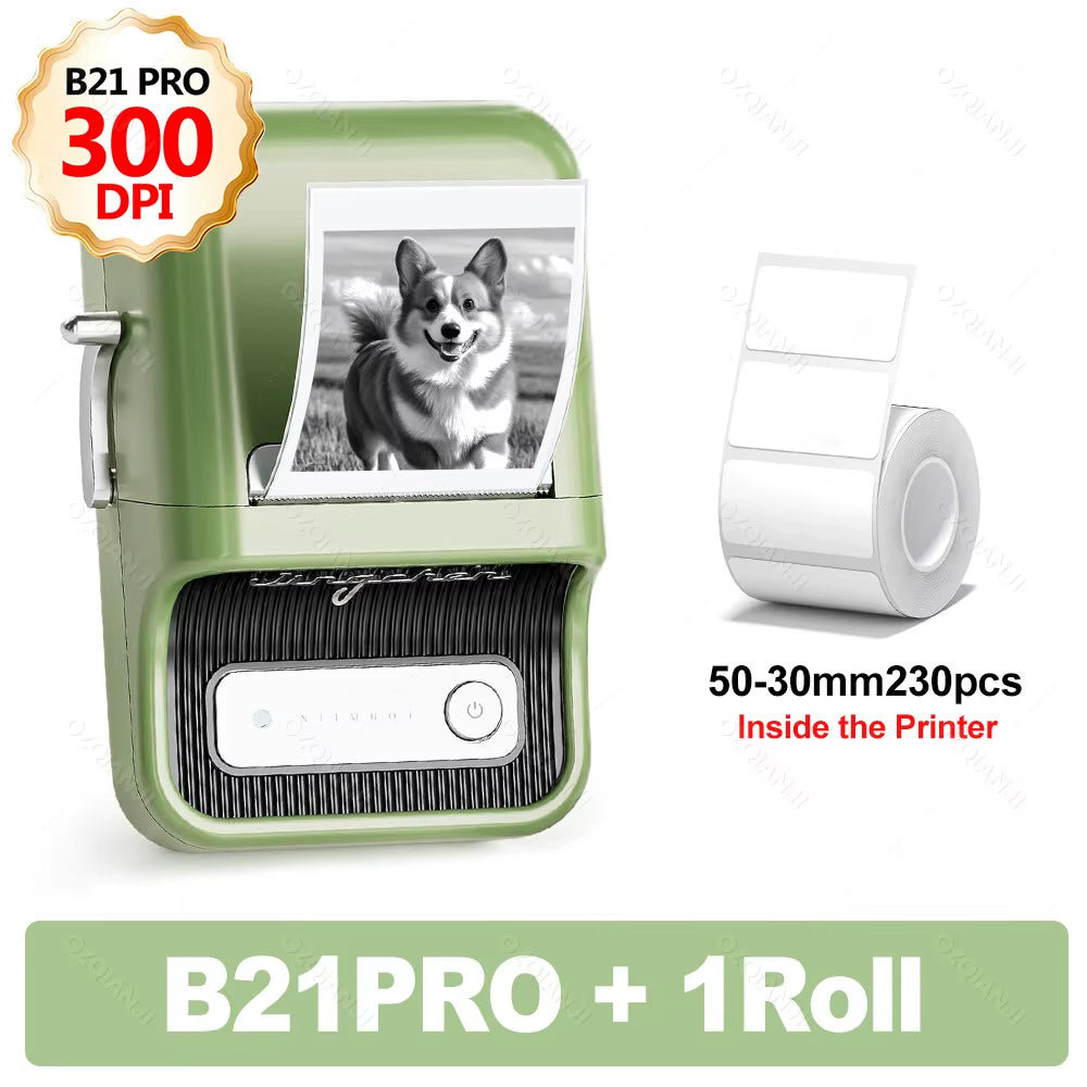 B21 PRO 300Dpi Bluetooth Adhesive Label Printers Mini Thermal Photos Sticker Printer Wireless Barcode Label Maker