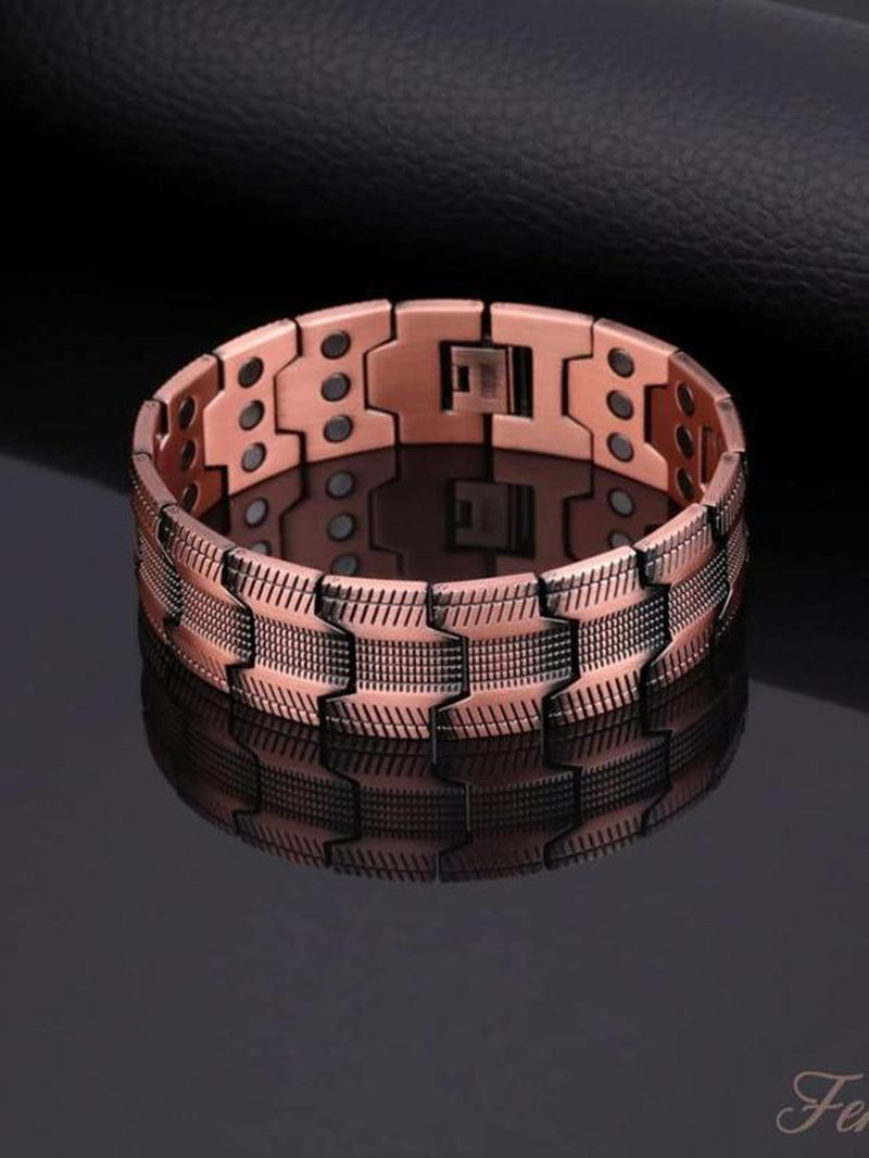 Men's Adjustable Copper Bracelet with Strong 3X Magnetic Power, 99.99% Pure Copper, Geometric Design - Ideal Gift for Birthdays, Christmas, and Valentine's Day