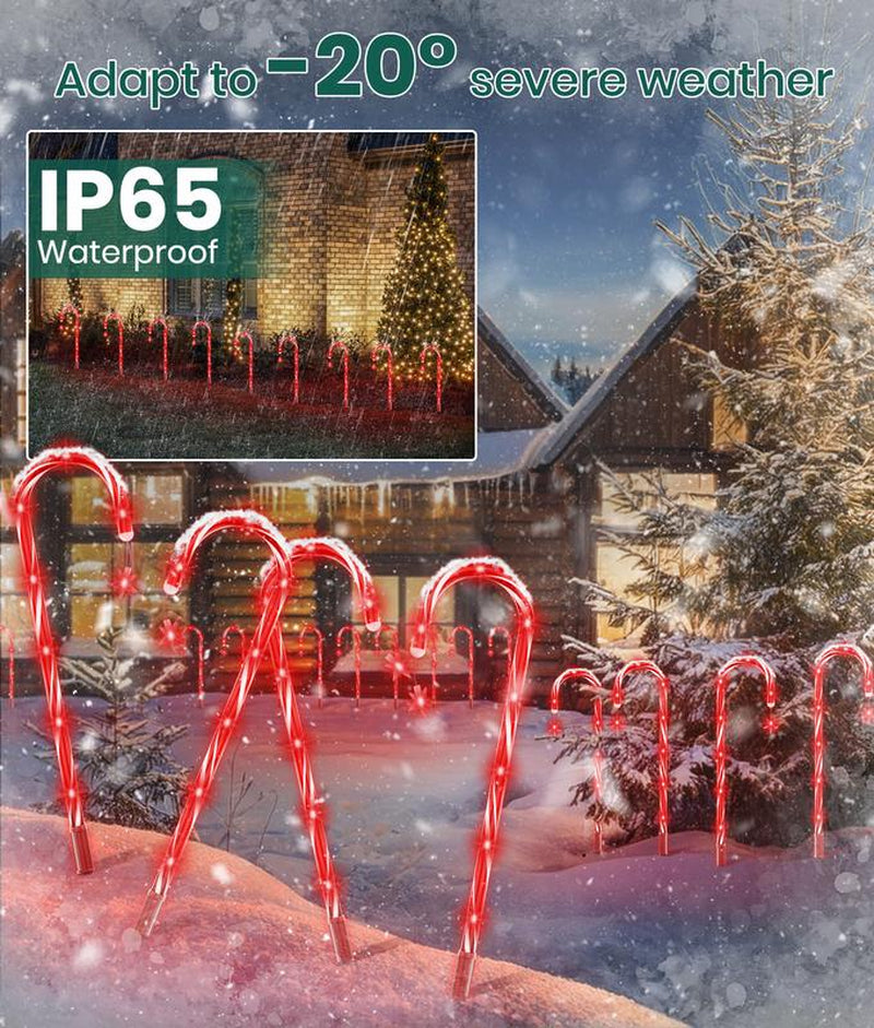 Illuminate Your Holidays with Stunning Christmas Solar Candy Cane Lights - 160 Vibrant Red LEDs, Dual Power Options, 8 Lighting Modes, and Waterproof Design for Indoor & Outdoor Festivities