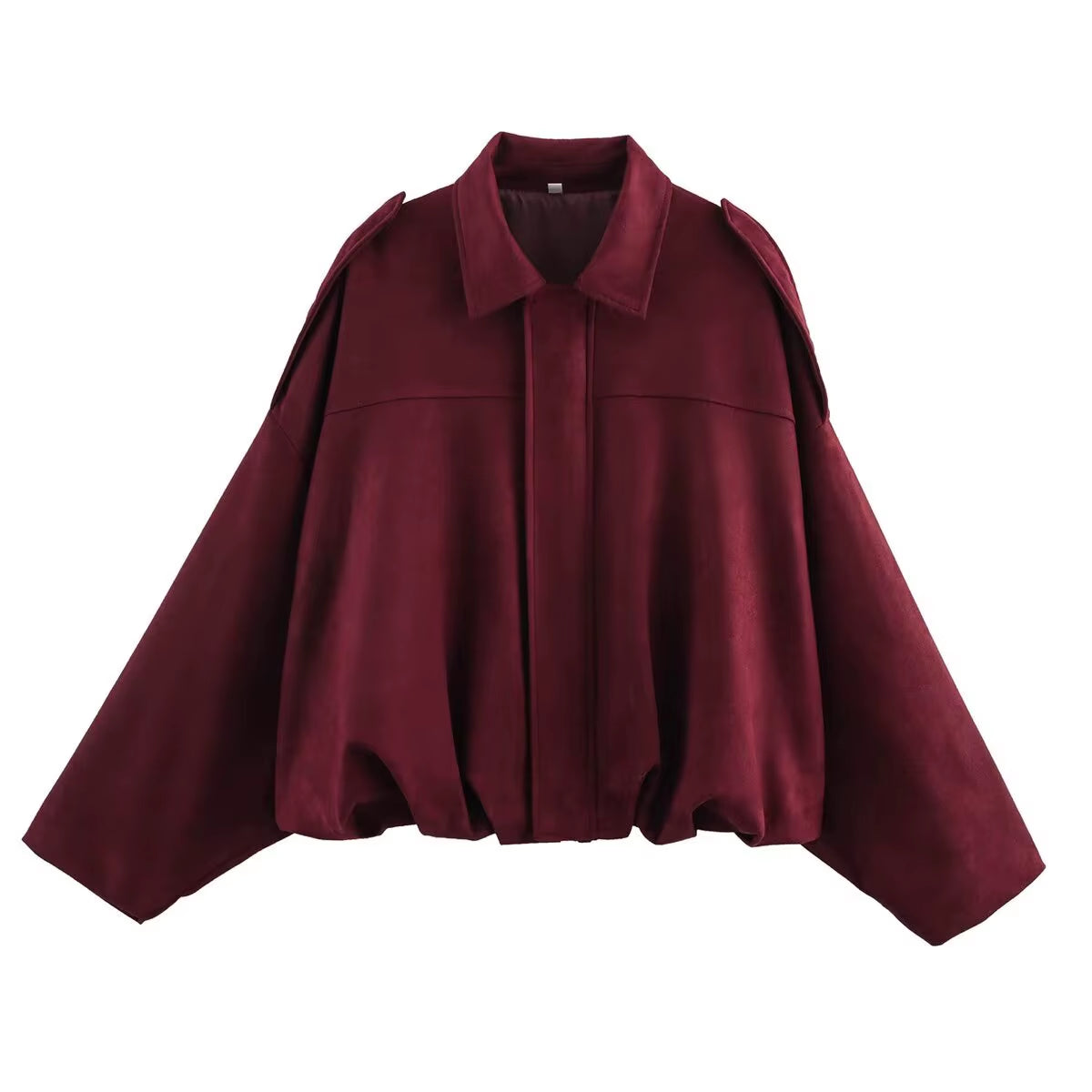 Chic 2025 Women's Suede Textured Bomber Jacket - Stylish Long Sleeve Lapel Coat for Casual Autumn/Winter Wear
