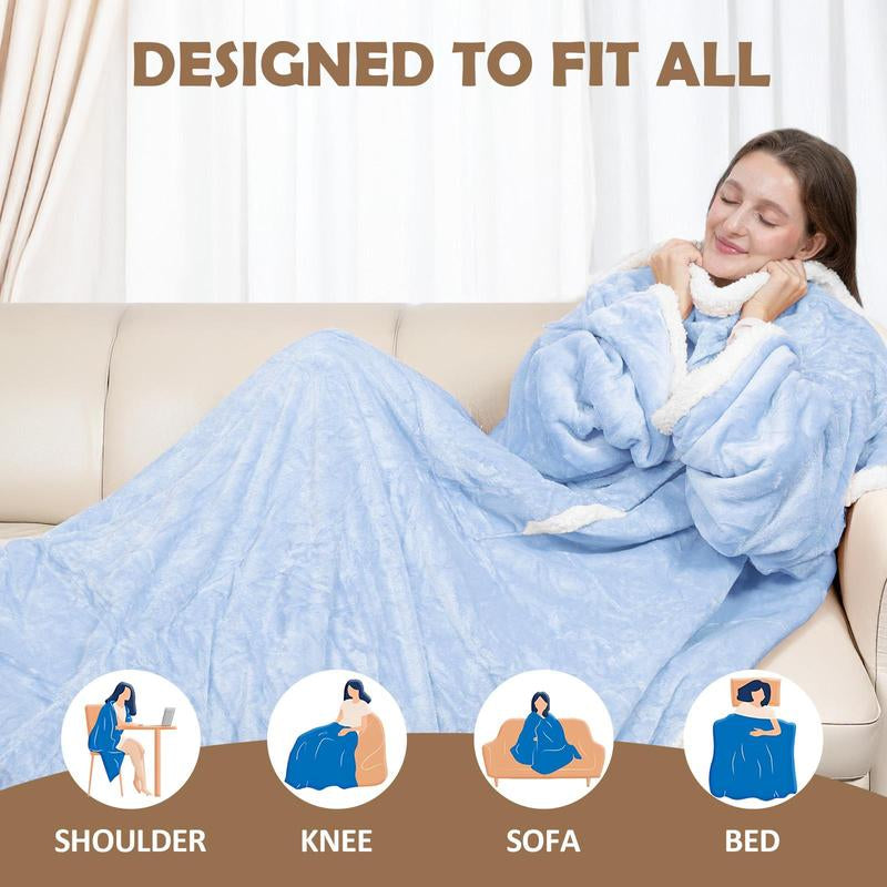 Stay Cozy All Winter Long with the Dailylife Wearable Electric Heated Blanket - Full Body Robe with Foot Pocket & Sleeves, 7 Heat Levels, Auto Shut-Off, and Machine Washable for Ultimate Comfort