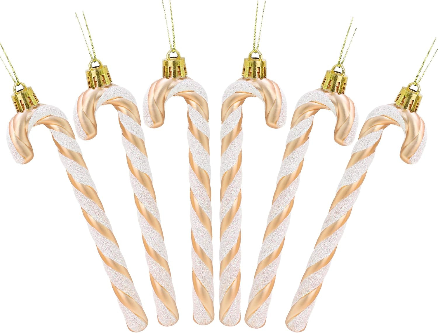 ® Set of 6 Black & White Glitter Candy Cane Christmas Tree Ornaments (13 cm)