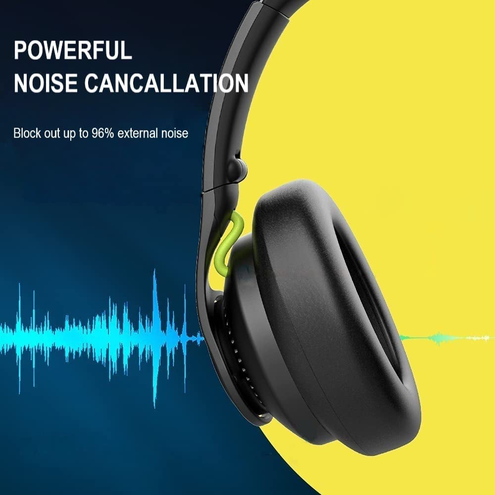 Experience Unmatched Sound with TRIP Active Noise Cancelling Over-Ear Headphones - Bluetooth, 40 Hours Playtime, Built-In Mic, and Deep Bass for Ultimate Listening