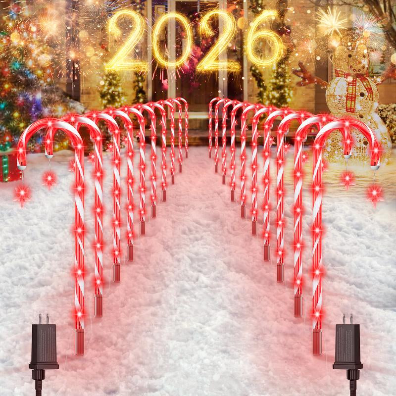 Illuminate Your Holidays with Stunning Christmas Solar Candy Cane Lights - 160 Vibrant Red LEDs, Dual Power Options, 8 Lighting Modes, and Waterproof Design for Indoor & Outdoor Festivities