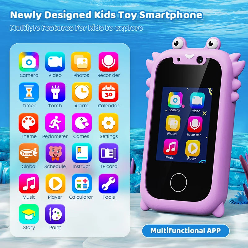 Discover the Fun of Learning with the Kids Smart Phone Educational Toy - A Musical Player with Dual Camera and Touchscreen!