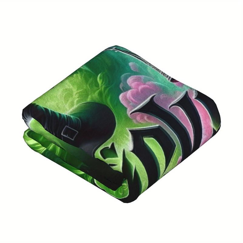 Enchanting Anime-Inspired Flannel Blanket - Cozy Witch Hat & Crown Design for All-Season Comfort in Your Living Room, Office, and On-the-Go