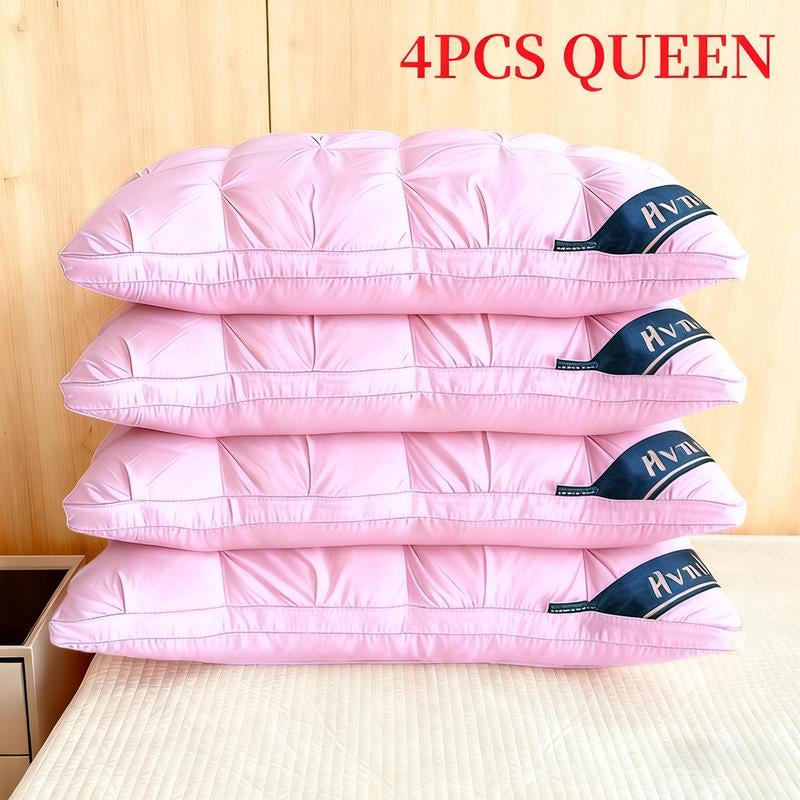 Hotel Collection Down Alternative Gusseted Bed Pillows - Soft and Fluffy Support for Back, Stomach, and Side Sleepers in Pink, Gray, and White