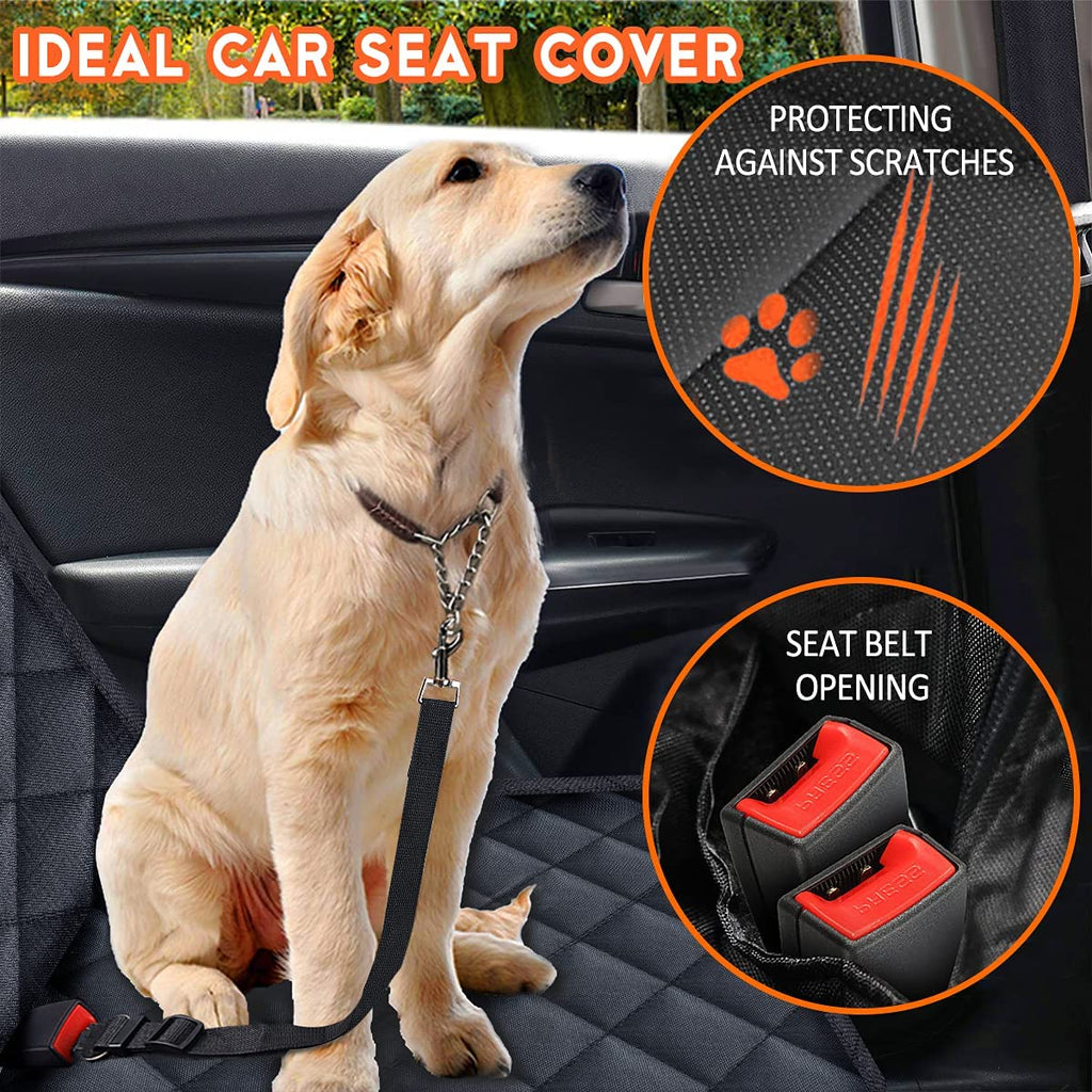 Ultimate Dog Car Seat Cover - Waterproof, Non-Slip Back Seat Protector with Adjustable Straps for Cars, Trucks, and SUVs - Stylish Black Design