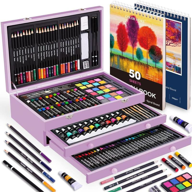 Unleash Your Creativity with the Deluxe 175-Piece Professional Art Set - Complete with Vibrant Acrylic Paints, Crayons, Colored Pencils, and More in an Elegant Wooden Case - The Perfect Gift for Artists of All Levels!