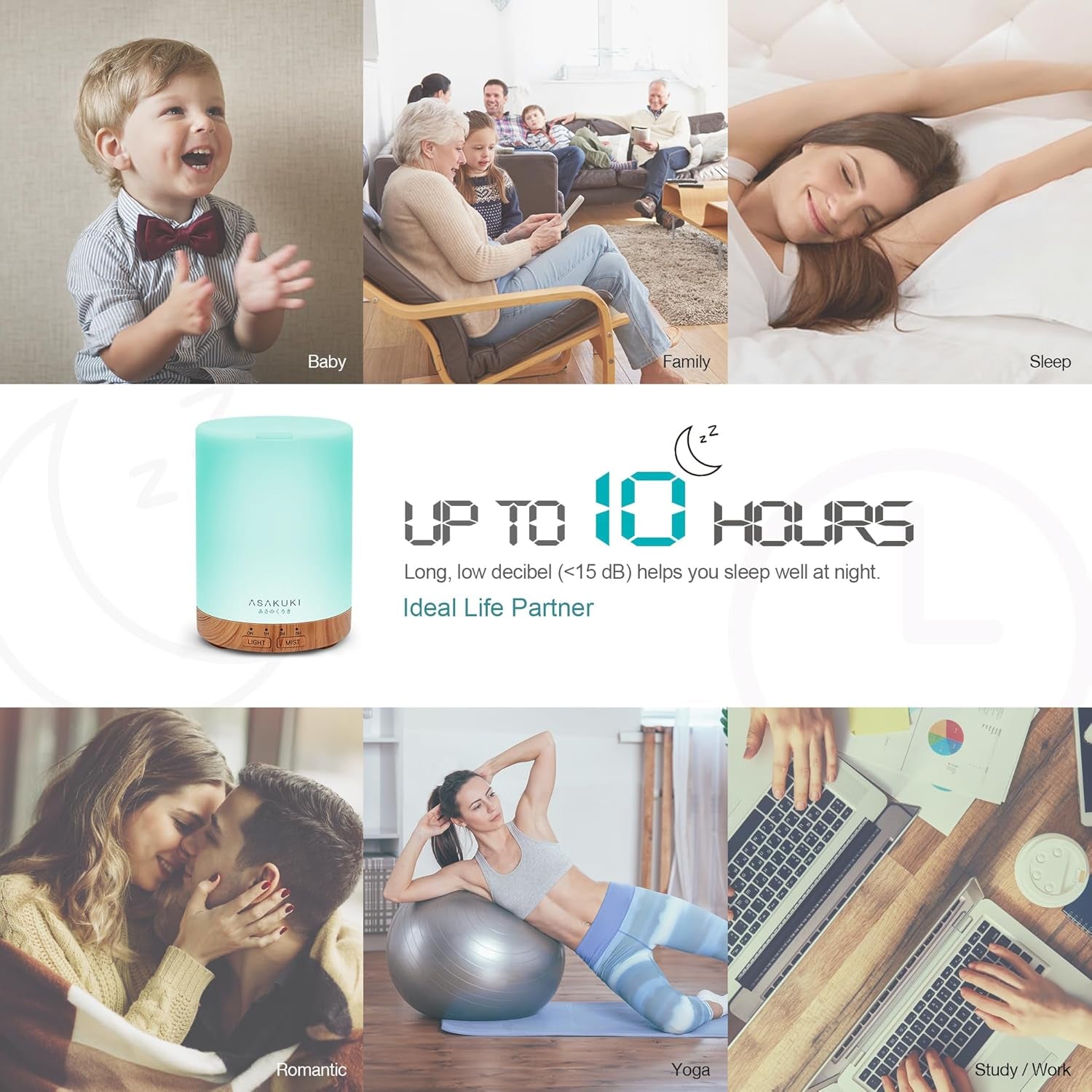 300ML Essential Oil Diffuser and Humidifier - Premium 5-in-1 Aroma Diffuser with 7 LED Color Options and Automatic Shut-Off Feature - Light Brown