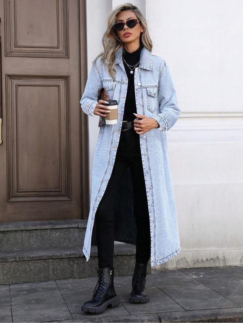 Elevate Your Style with Our Women's Elegant Button-Front Denim Coat - Perfect for Spring & Fall Days!