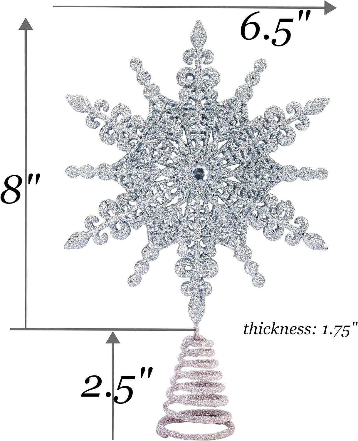 8-Inch Silver Glittered Filigree Christmas Star Tree Topper and Home Décor Ornament