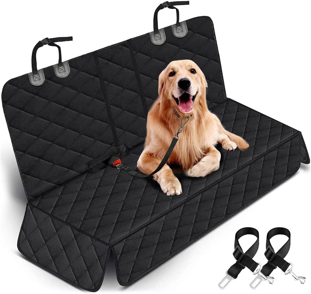 Ultimate Dog Car Seat Cover - Waterproof, Non-Slip Back Seat Protector with Adjustable Straps for Cars, Trucks, and SUVs - Stylish Black Design
