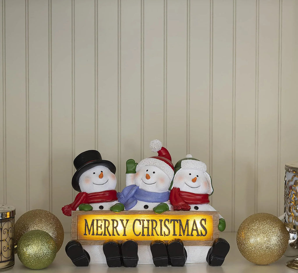 Illuminate Your Holidays with Our Glowing Merry Christmas Sign Trio - LED Snowman Decor for a Festive Touch!