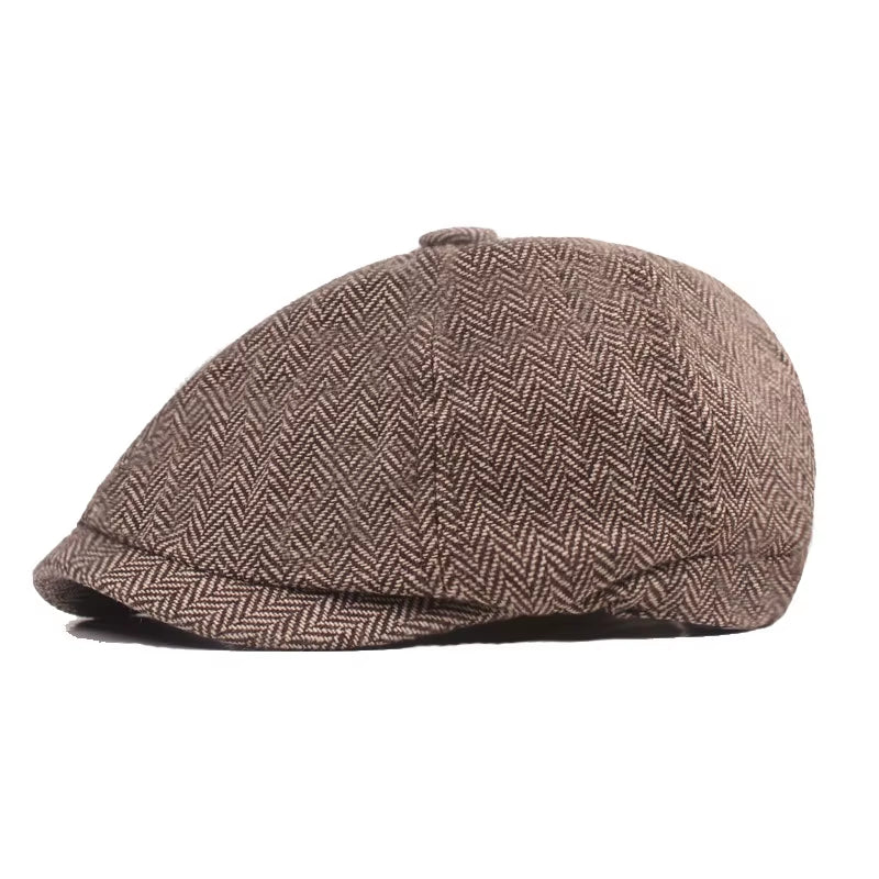 Winter Cotton Father Vintage Beret Hat Men Director Painter Hat Newsboy Cap Herringbone Octagonal Caps Petten Hot