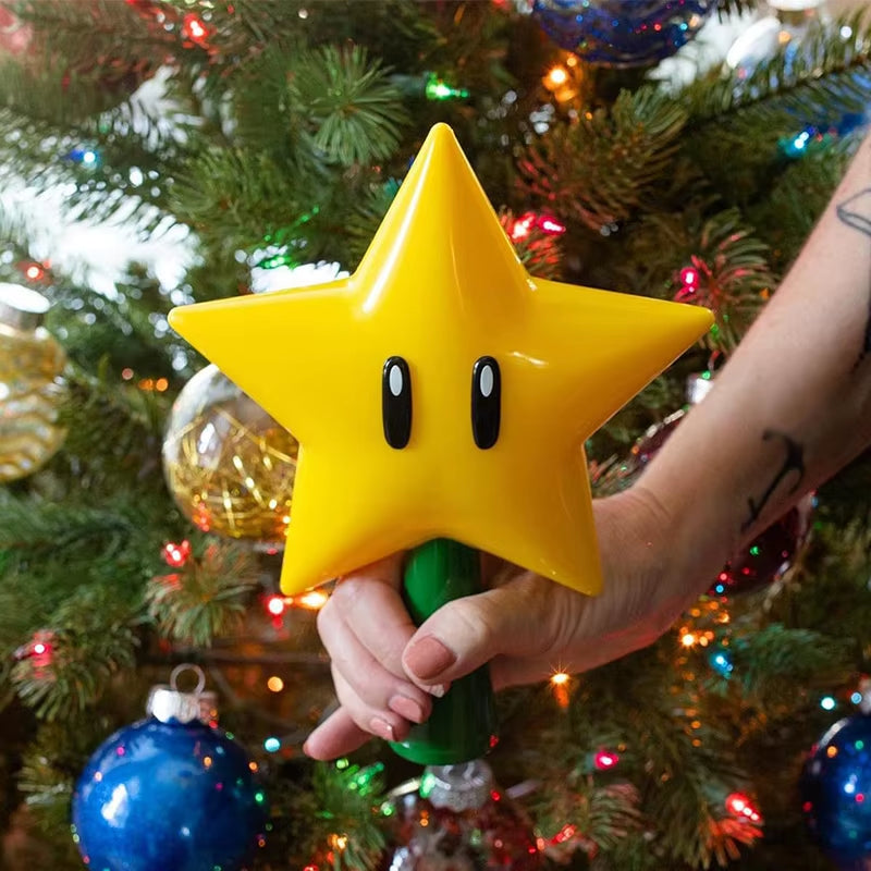 20CM Super Star Light Figure Handheld Christmas Tree Topper Decoration Star Pendant Peak Xmas Tree Top Desk Lamp for Gifts