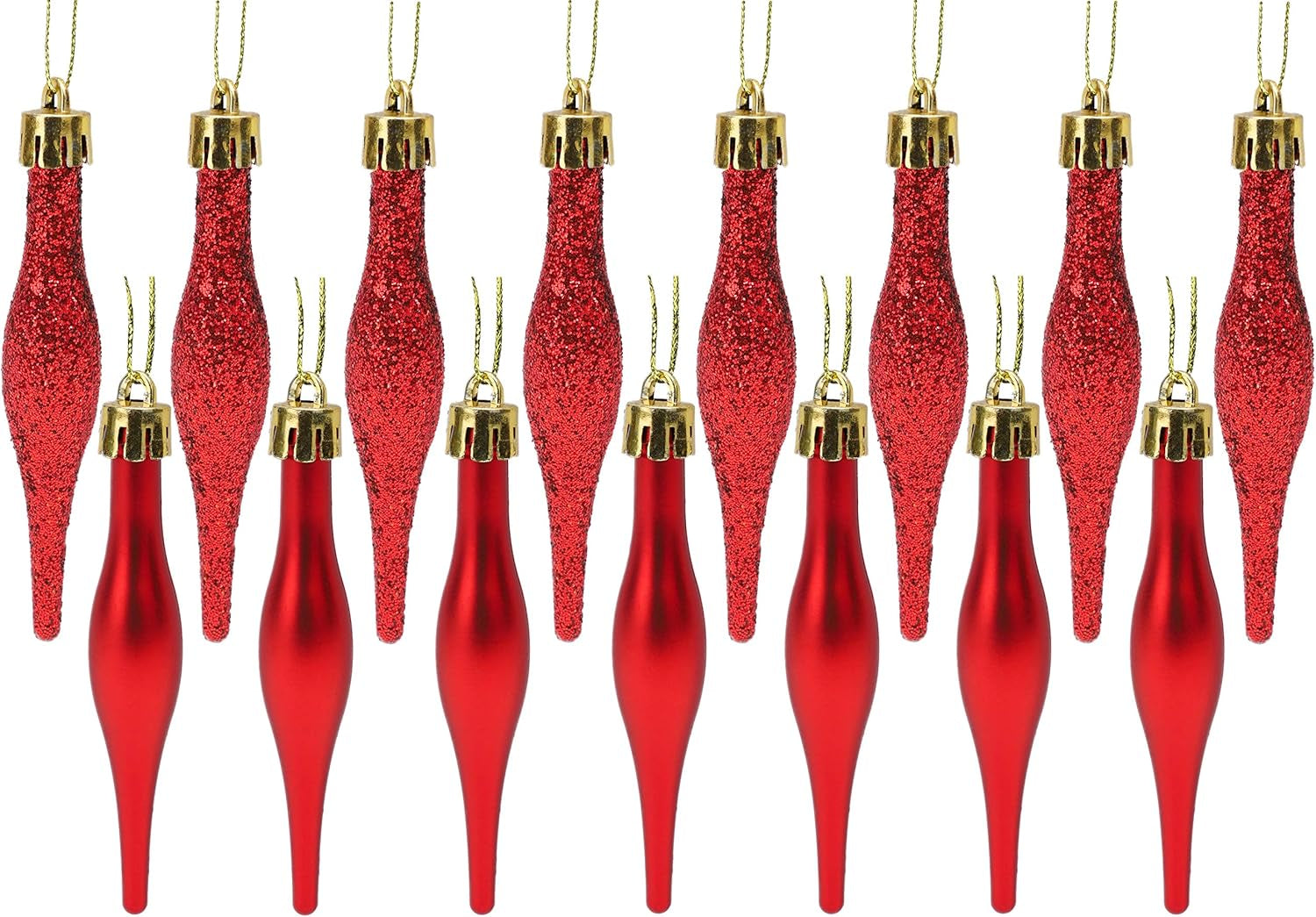 ® Set of 15 8.5cm Droplet Baubles - Matte and Glitter Finish - Rioja Red Christmas Ornaments