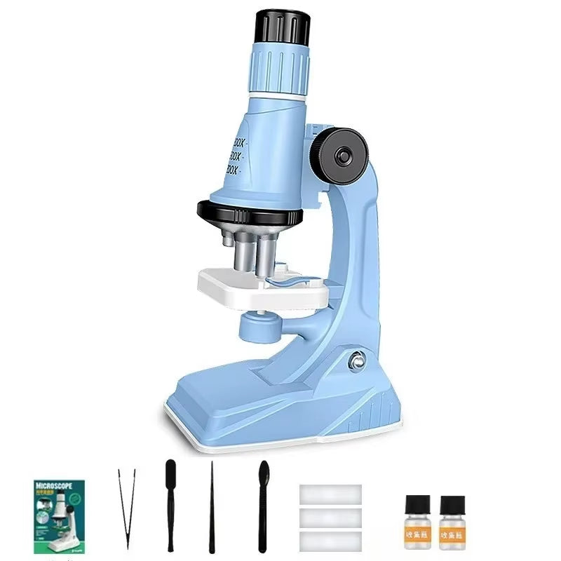 Kids Microscope Kit 200X 600X 1200X Biological Science Stem Toy Hand Loupe School Educational Pocket Microscope with LED Light