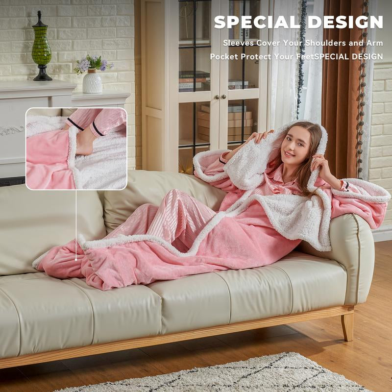 Experience Ultimate Comfort with the TEHANLD Electric Wearable Heated Blanket – Cozy Up with Foot Pockets, Sleeves, and 6 Heat Settings!