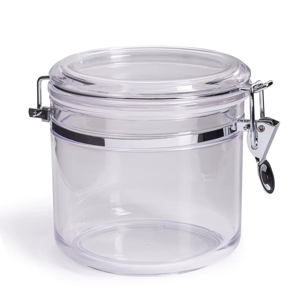 Airtight Stackable Food Storage Container Set - 4 Round Clear Canisters for Kitchen Organization and Food Freshness