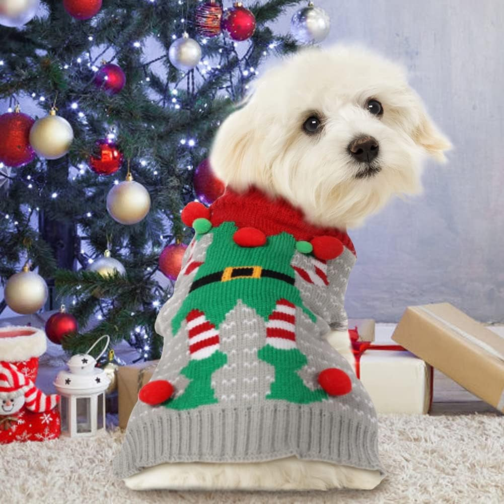 Large Dog Christmas Sweater - Classic Red Ugly Sweater for Dogs, Available in Grey XXL