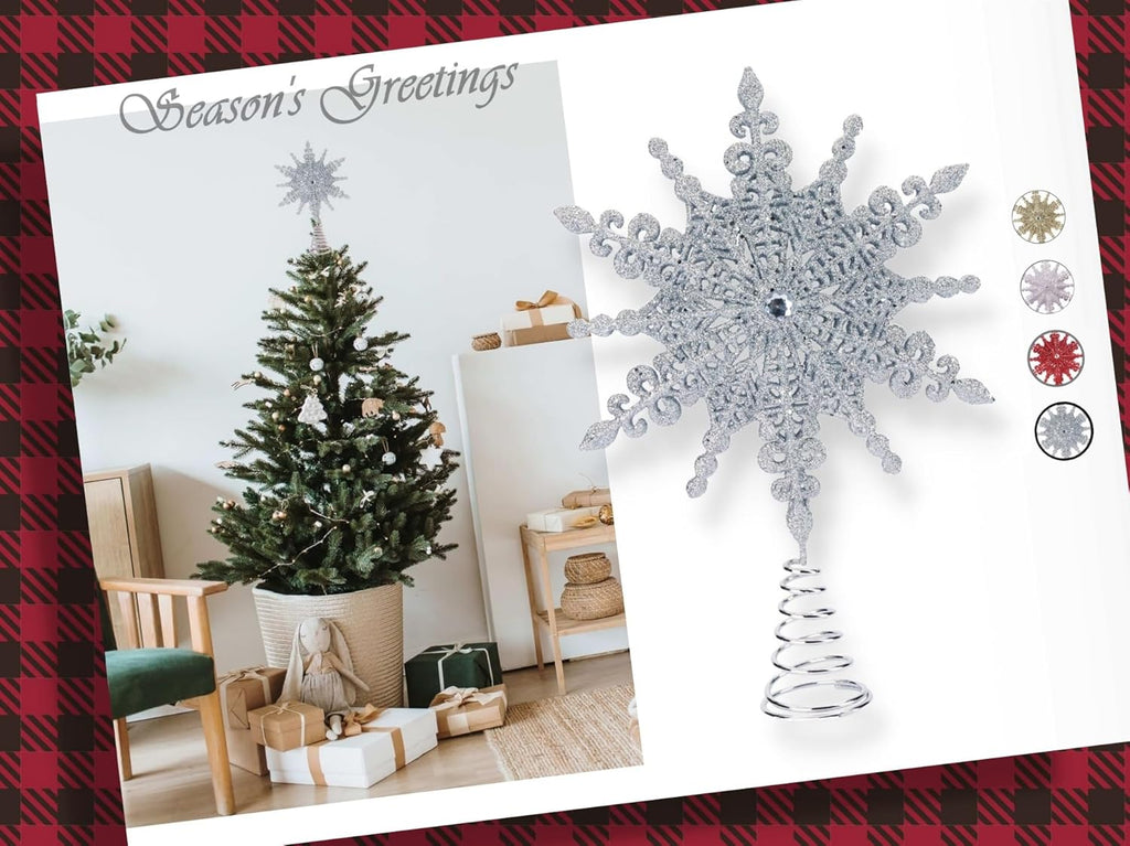 8-Inch Silver Glittered Filigree Christmas Star Tree Topper and Home Décor Ornament