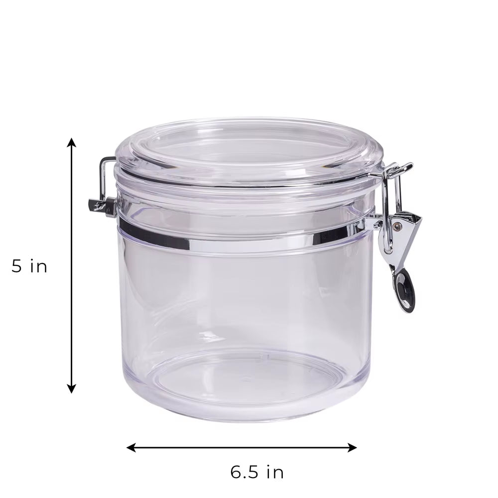 Airtight Stackable Food Storage Container Set - 4 Round Clear Canisters for Kitchen Organization and Food Freshness