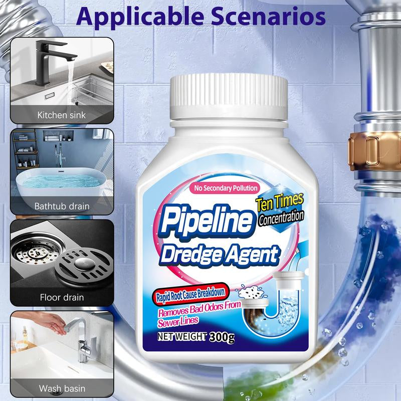 Pipeline Dredging Agent 300G - Ultimate Drain Clog Remover for Effortless Plumbing Maintenance in Kitchens, Bathrooms, and Toilets