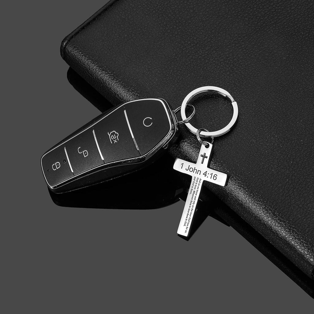Inspiring Bible Verse Keychain - Elegant Christian Cross Design for Women and Men - Perfect Religious Gift