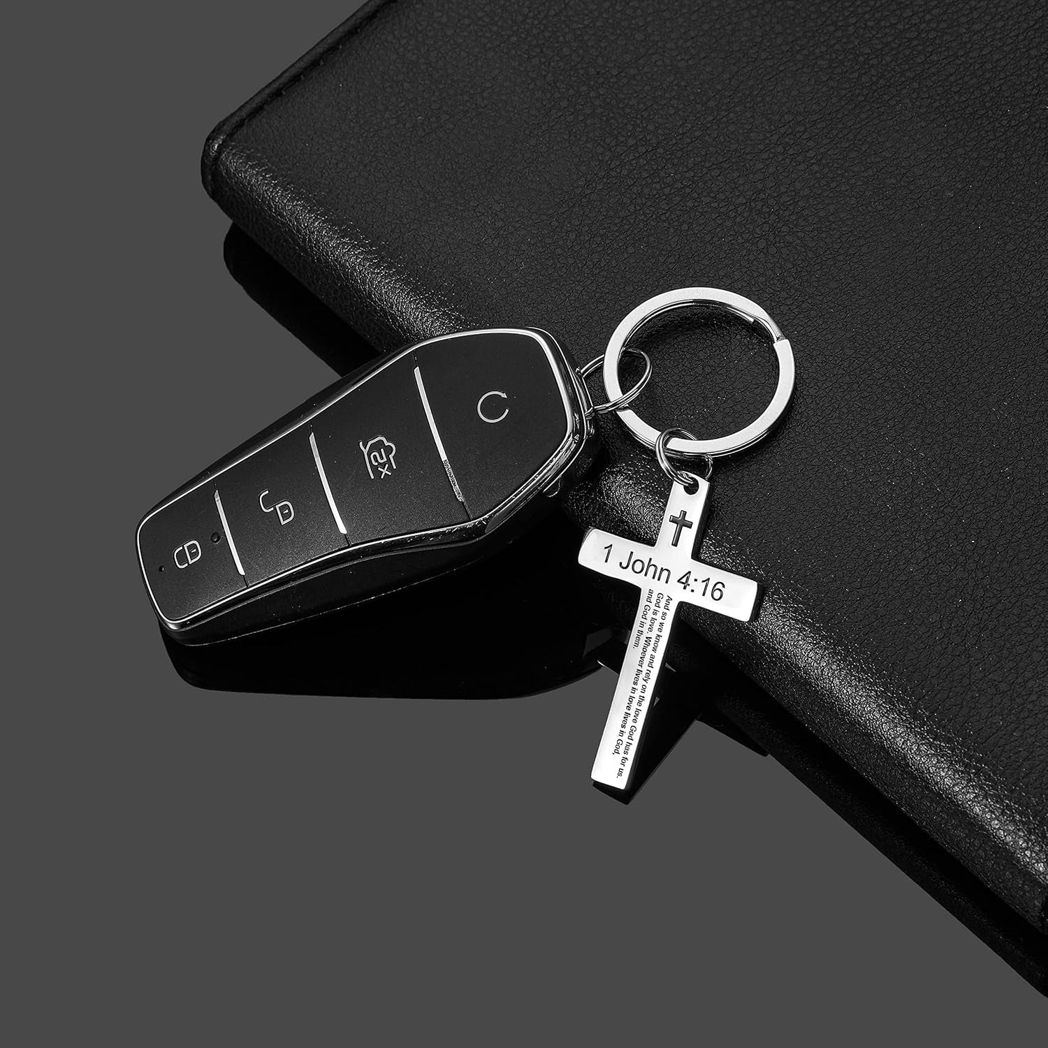 Inspiring Bible Verse Keychain - Elegant Christian Cross Design for Women and Men - Perfect Religious Gift
