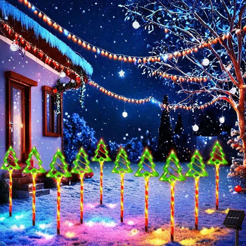 Enchant Your Outdoors with Solar-Powered LED Christmas Tree Lights - Choose Between 5 or 10 Pack for Stunning Waterproof Decor!