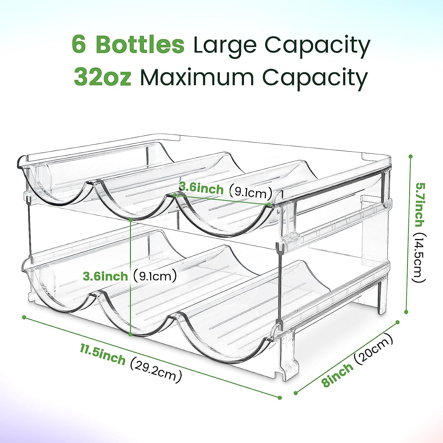 Water Bottle Storage Organizer Set - 2 Pack Stackable Rack for Cabinet