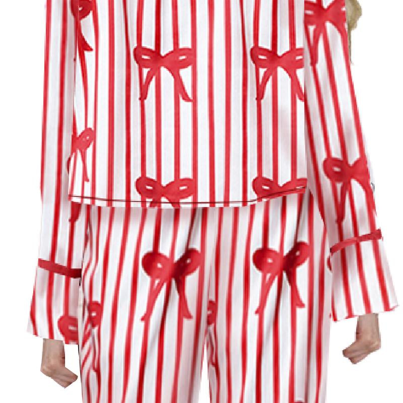 FOCUSNORM Matching Mommy and Me Christmas Pajama Sets with Bow Tie Long Sleeve Shirt and Pants for Women and Girls