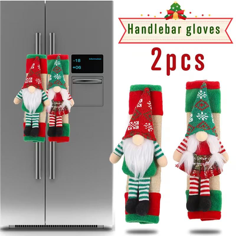 Festive Christmas Gnome Refrigerator Door Handle Covers - Kitchen Appliance Decor for Fridge, Microwave, and Dishwasher - Ideal Holiday Party Favors and Ornaments