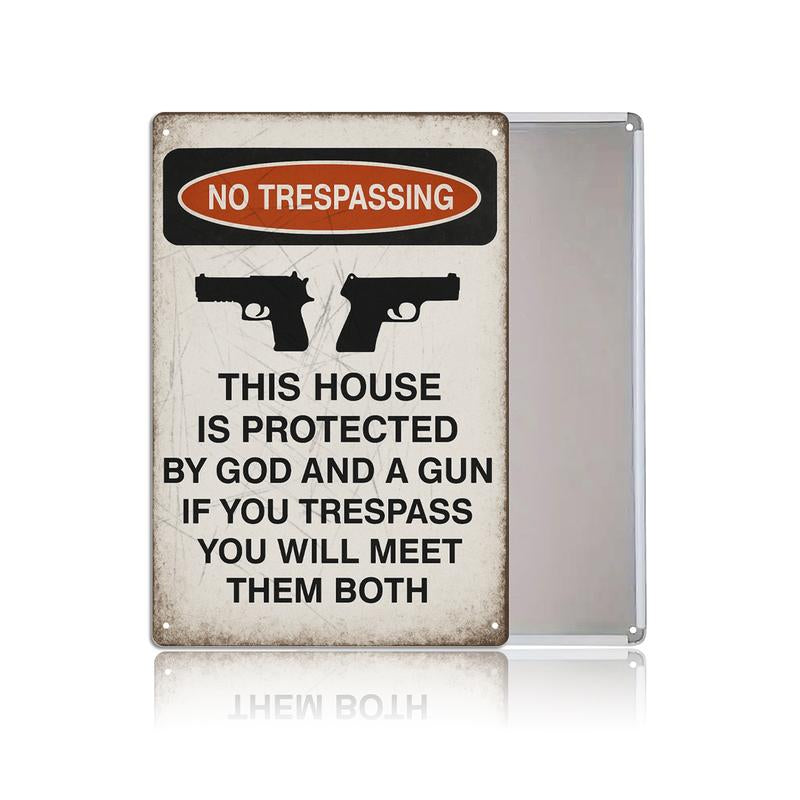 No Trespassing Metal Wall Art Sign – 8x12 Inch Vintage Style Home Décor for Yard, Garage, Man Cave, and Farmhouse – Palette&Wall Gift