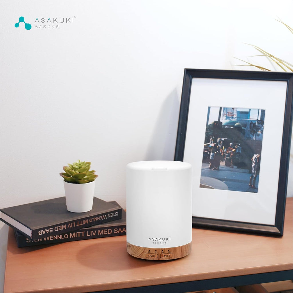 300ML Essential Oil Diffuser and Humidifier - Premium 5-in-1 Aroma Diffuser with 7 LED Color Options and Automatic Shut-Off Feature - Light Brown