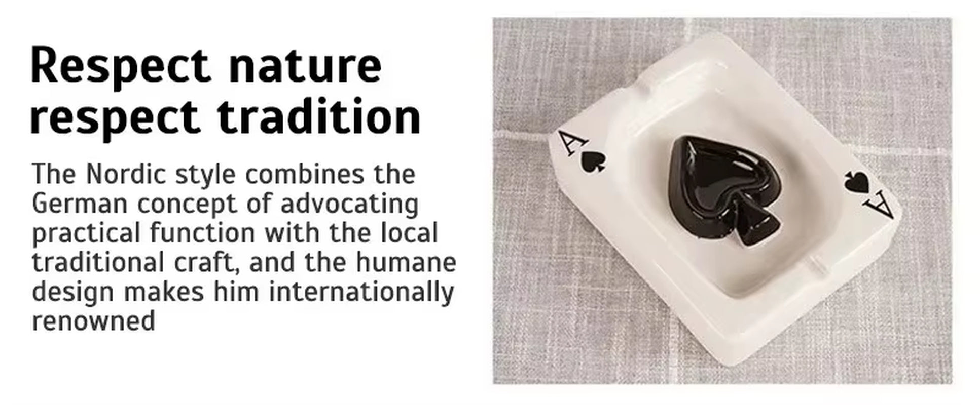 Elegant European Heart-Shaped Ceramic Poker Ashtray - A Stylish Addition to Your Living Room