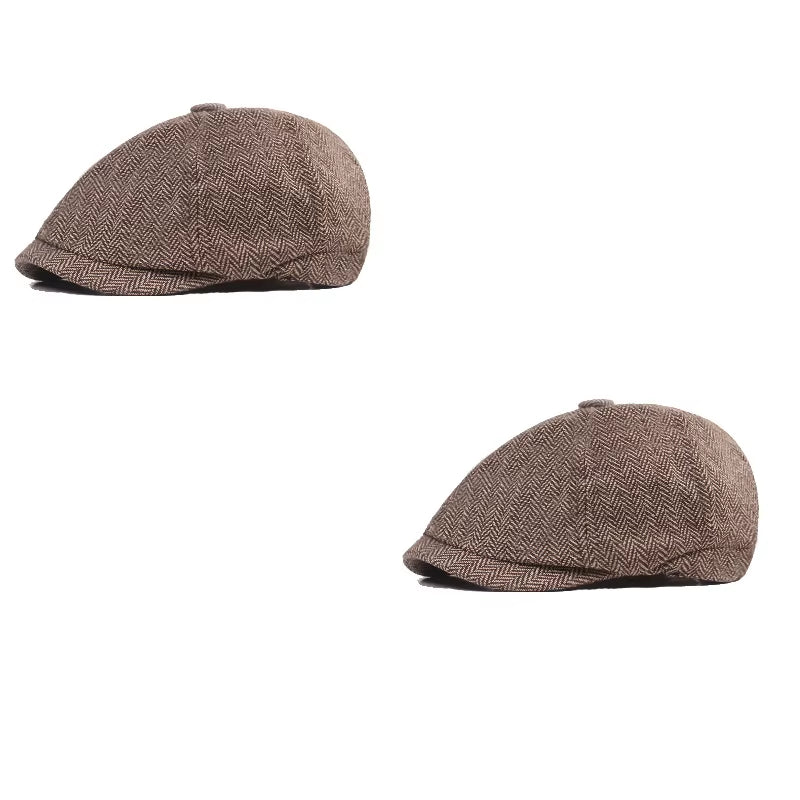 Winter Cotton Father Vintage Beret Hat Men Director Painter Hat Newsboy Cap Herringbone Octagonal Caps Petten Hot