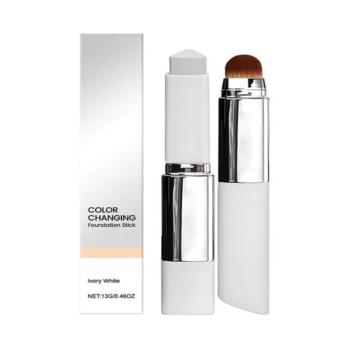 Color Changing Foundation Stick Brightens Concealer Stick Ouble Head with Brush Lightweight Moisturizing Brightening Cosmetics