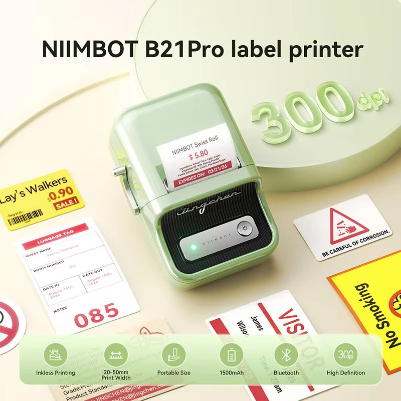 B21 PRO 300Dpi Bluetooth Adhesive Label Printers Mini Thermal Photos Sticker Printer Wireless Barcode Label Maker