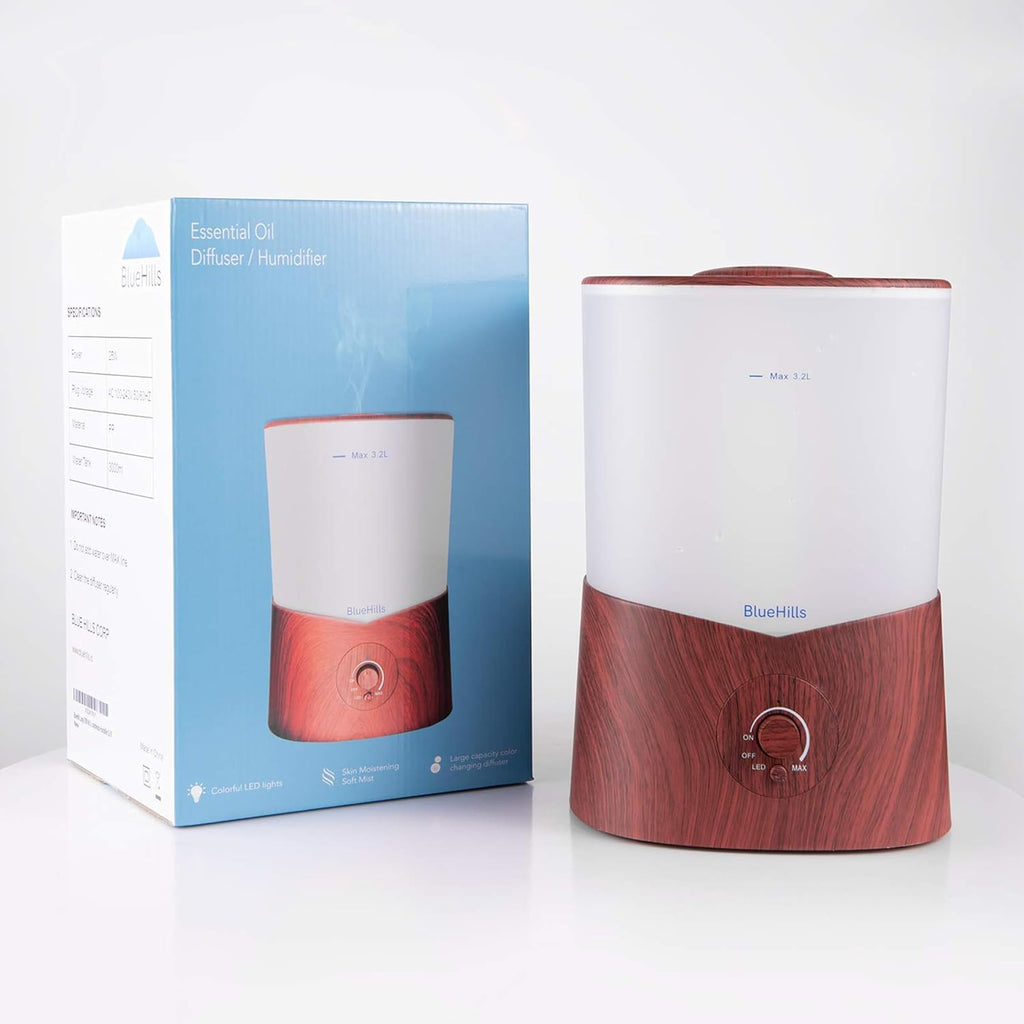 Premium 3000 ML Essential Oil Diffuser and Humidifier - 3 Liter Capacity Aromatherapy Diffuser for Large Rooms, Dark Wood Grain Finish