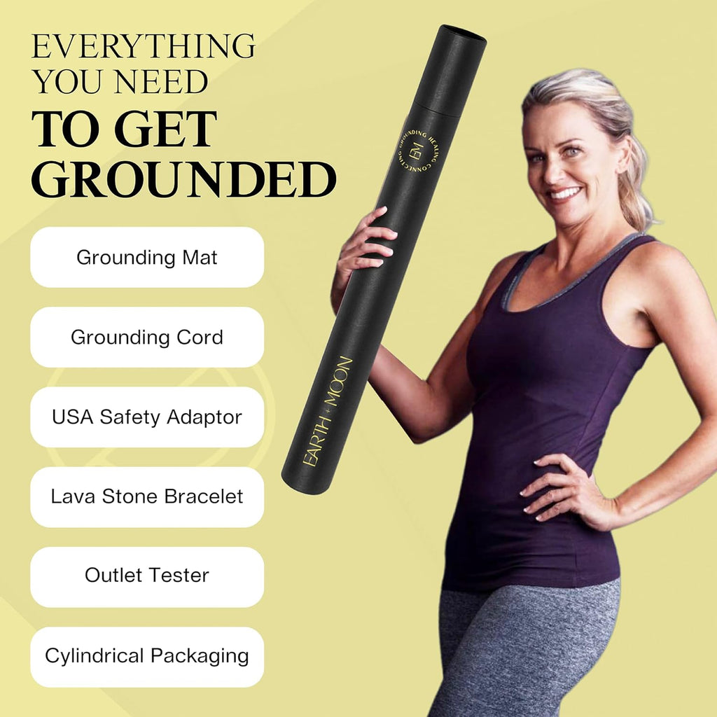 Grounding Mat for Feet (13x29 in) – Earth-Connected Wellness Solution for Pain Relief, Muscle Tension Reduction, and Relaxation – Portable Grounding Pad with Outlet Tester by