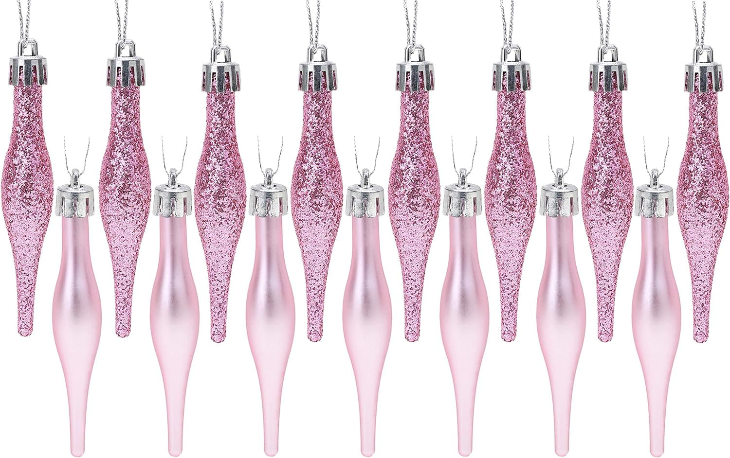 ® Set of 15 8.5cm Droplet Baubles - Matte and Glitter Finish - Rioja Red Christmas Ornaments