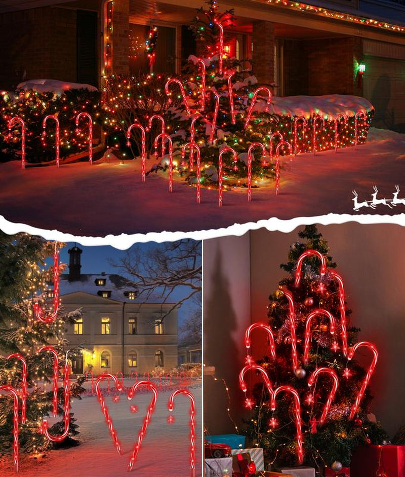 Illuminate Your Holidays with Stunning Christmas Solar Candy Cane Lights - 160 Vibrant Red LEDs, Dual Power Options, 8 Lighting Modes, and Waterproof Design for Indoor & Outdoor Festivities