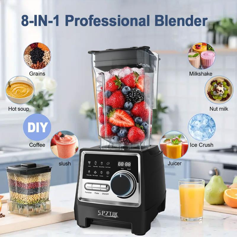 Professional Food Processor and Blender Combo, 2400W/1000W Power, 24000RPM, Includes 2 Containers for Ice, Grinding, Milkshakes, Slushies, Juices, and Shakes