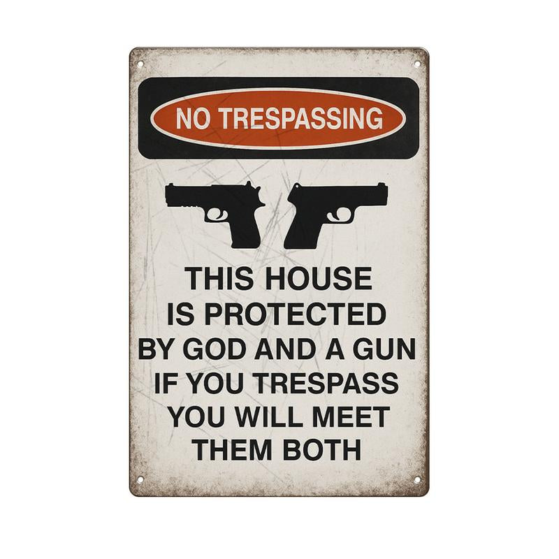 No Trespassing Metal Wall Art Sign – 8x12 Inch Vintage Style Home Décor for Yard, Garage, Man Cave, and Farmhouse – Palette&Wall Gift
