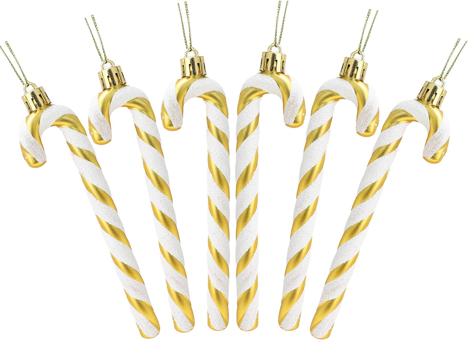 ® Set of 6 Black & White Glitter Candy Cane Christmas Tree Ornaments (13 cm)