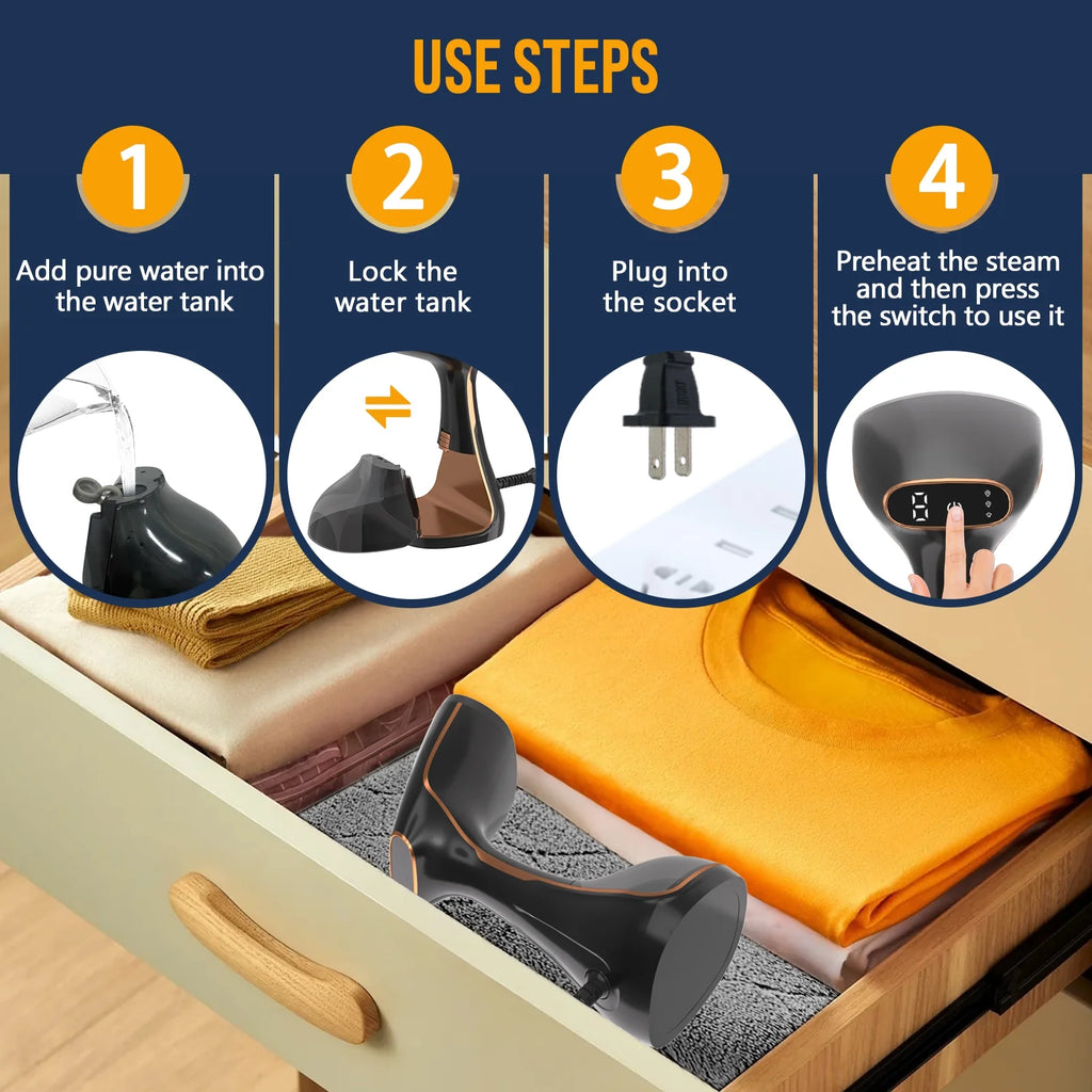 Effortless Wrinkle Removal with the LOHEER 1200W Portable Clothes Steamer - Perfect for Home and Travel!