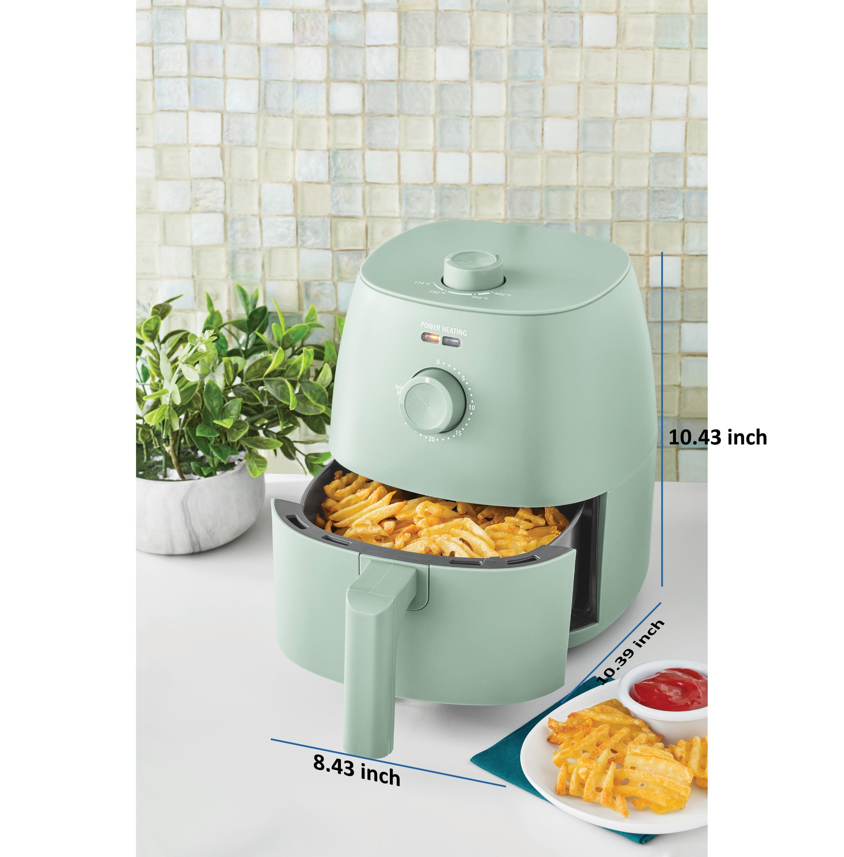 Compact 2.2 Qt Sage Green Air Fryer - Healthy Cooking with Automatic Shut-Off & Nonstick Convenience